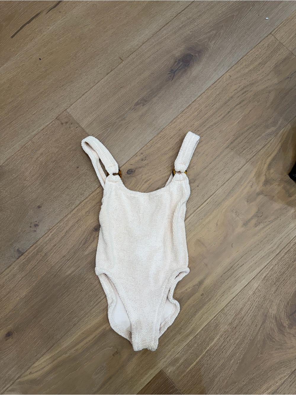 Hunza G Cream Textured Strapless Swimsuit